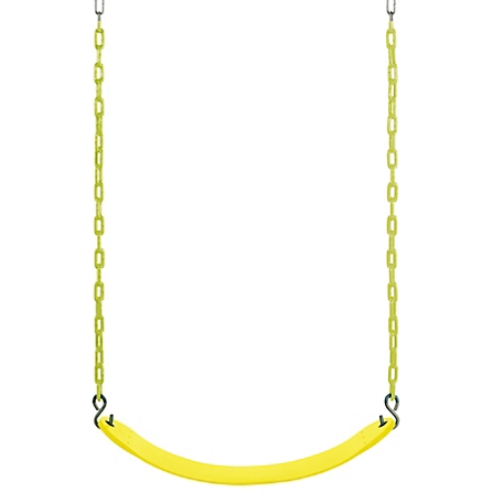Swingan Belt Swing with Vinyl-Coated Chain, Yellow, For All Ages