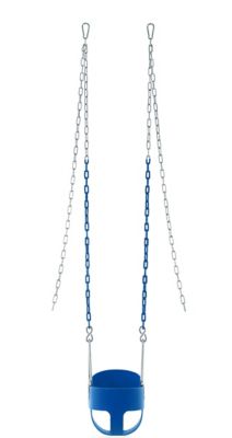 Image showing  High-Back Full-Bucket Toddler and Baby Swing with Vinyl-Coated Chain, Blue, Fully Assembled
