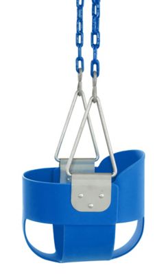 Image showing  High-Back Full-Bucket Toddler and Baby Swing with Vinyl-Coated Chain, Blue, Fully Assembled