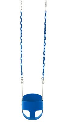 Image showing  High-Back Full-Bucket Toddler and Baby Swing with Vinyl-Coated Chain, Blue, Fully Assembled