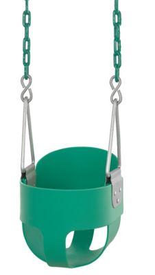 Swingan High-Back Full-Bucket Toddler and Baby Swing with Vinyl-Coated Chain, Green, Fully Assembled