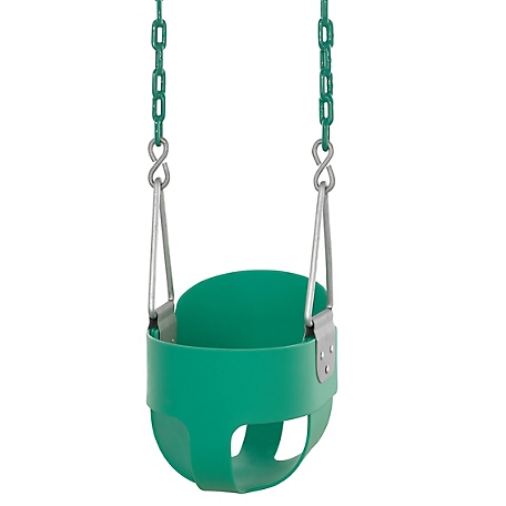 Swingan High-Back Full-Bucket Toddler and Baby Swing with Vinyl-Coated Chain, Green, Fully Assembled