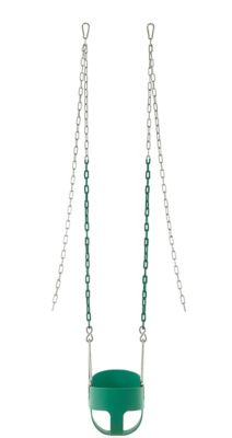 Image showing  High-Back Full-Bucket Toddler and Baby Swing with Vinyl-Coated Chain, Green, Fully Assembled