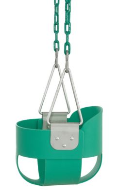 Image showing  High-Back Full-Bucket Toddler and Baby Swing with Vinyl-Coated Chain, Green, Fully Assembled
