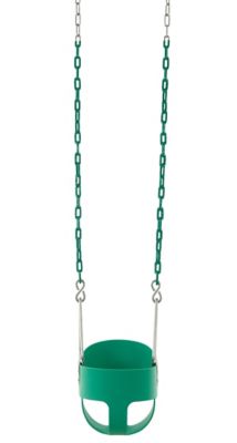 Image showing  High-Back Full-Bucket Toddler and Baby Swing with Vinyl-Coated Chain, Green, Fully Assembled
