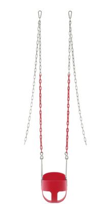 Image showing  High-Back Full-Bucket Toddler and Baby Swing with Vinyl-Coated Chain, Red, Fully Assembled