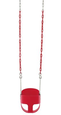 Image showing  High-Back Full-Bucket Toddler and Baby Swing with Vinyl-Coated Chain, Red, Fully Assembled