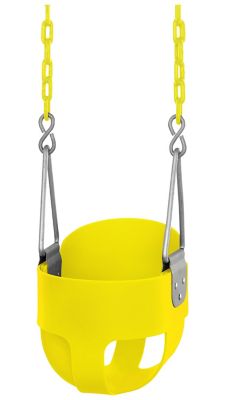 Swingan High-Back Full-Bucket Toddler and Baby Swing with Vinyl-Coated Chain, Yellow, Fully Assembled