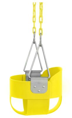 Image showing  High-Back Full-Bucket Toddler and Baby Swing with Vinyl-Coated Chain, Yellow, Fully Assembled