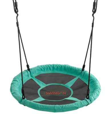 Image showing  37.5 in. Super Fun Nest Swing with Adjustable Ropes, Green, Solid Fabric Seat