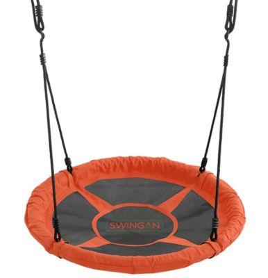 Image showing  37.5 in. Super Fun Nest Swing with Adjustable Ropes, Orange, Solid Fabric Seat
