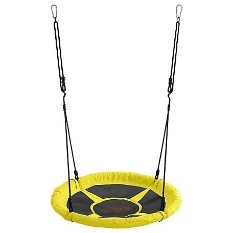 Swingan 37.5 in. Super Fun Nest Swing with Adjustable Ropes, Yellow, Solid Fabric Seat