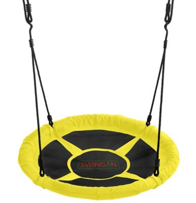 Image showing  37.5 in. Super Fun Nest Swing with Adjustable Ropes, Yellow, Solid Fabric Seat