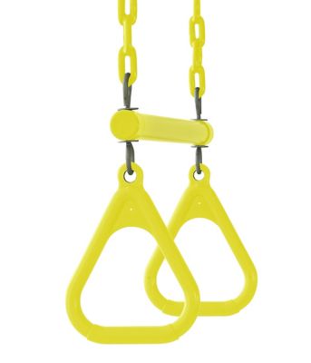 Image showing  Trapeze Swing Bar with Snap Hook/Screw Lock Set, Yellow, For 8-10 ft. Swing Beam, 440 lb. Capacity, For Ages 3+