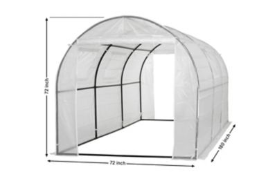 Image showing  Machrus Replacement Cover for Outdoor Walk-In Tunnel Greenhouse, White, Fits 180 in. x 72 in. x 72 in. Frames