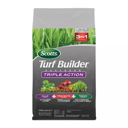 Scotts 26.64 lb 8 000 sq ft Turf Builder Southern Triple Action Weed Control and Feeding Weed & Feed