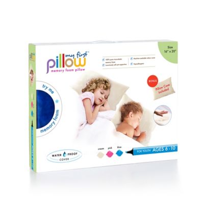 My First Kids' Memory Foam Pillow, Blue, For Ages 6-10