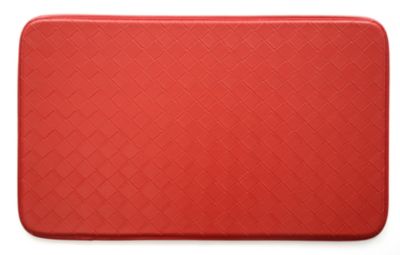Stephan Roberts Home Diamond Faux Leather Anti-Fatigue Kitchen Mat, Red, 18 in. x 30 in.