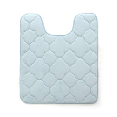 Stephan Roberts Home Contoured Embroidered Memory Foam Bath Mat, 21 in. x 24 in., Sterling Blue