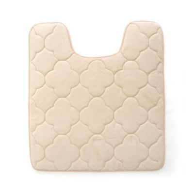 Image showing  Contoured Embroidered Memory Foam Bath Mat, 21 in. x 24 in., Tapioca