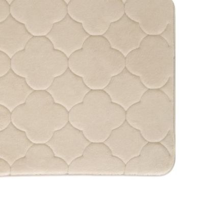 Image showing  Contoured Embroidered Memory Foam Bath Mat, 21 in. x 24 in., Tapioca