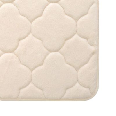 Image showing  Contoured Embroidered Memory Foam Bath Mat, 21 in. x 24 in., Angora
