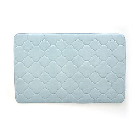 Stephan Roberts Home Embroidered Memory Foam Bath Mat, 17 in. x 24 in., Sterling Blue