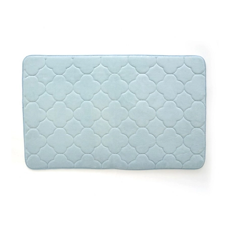 Stephan Roberts Home Embroidered Memory Foam Bath Mat, 17 in. x 24 in., Sterling Blue