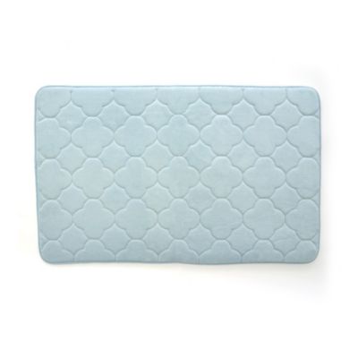 Stephan Roberts Home Embroidered Memory Foam Bath Mat, Sterling Blue, 21 in. x 34 in.