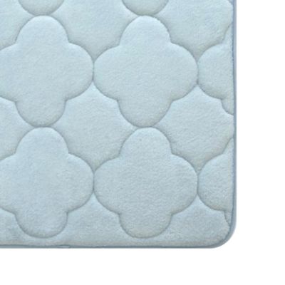 Image showing  Embroidered Memory Foam Bath Mat, 21 in. x 34 in., Sterling Blue