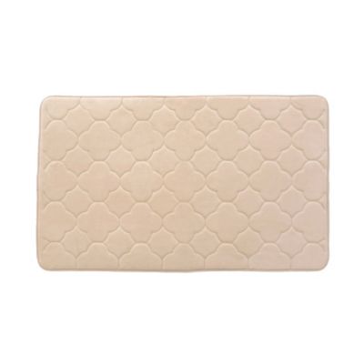 Stephan Roberts Home Embroidered Memory Foam Bath Mat, Tapioca, 21 in. x 34 in.