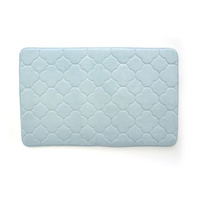 Stephan Roberts Home Embroidered Memory Foam Bath Mat, Sterling Blue, 24 in. x 40 in.