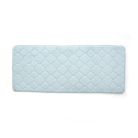 Stephan Roberts Home Embroidered Memory Foam Bath Mat, Sterling Blue, 24 in. x 60 in.