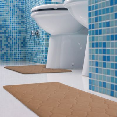 Image showing  Embroidered Memory Foam Bath Mat, 24 in. x 60 in., Wood Smoke