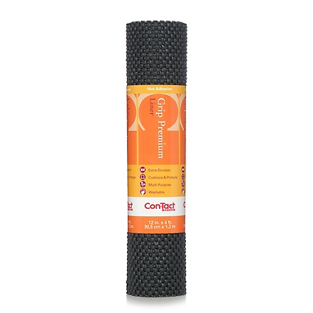 Con-Tact 04F-C6L51-06 Premium Grip Shelf Liner, 12x4', Black
