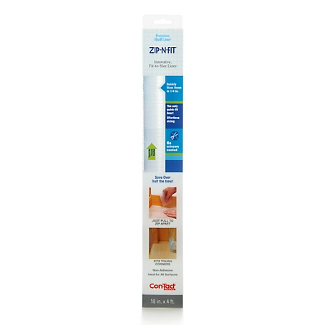 Con-Tact Brand Zip-n-Fit Non-Adhesive Shelf Liners, 18 in. x 4 ft., Clear, 6-Pack