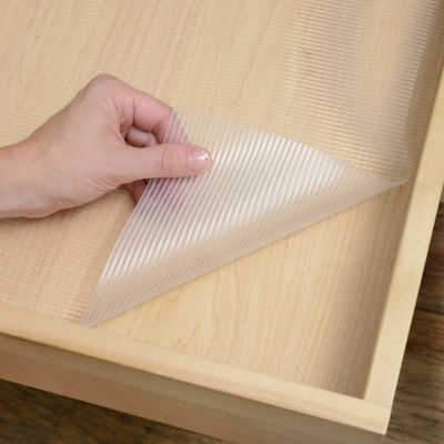 Image showing  Premium Heavy-Duty Non-Adhesive Shelf and Drawer Liners, Ribbed Clear, 12 in. x 6 ft., 6-Pack