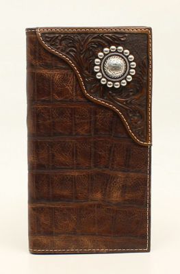 Ariat Rodeo Crocodile Corner Concho Wallet, Brown