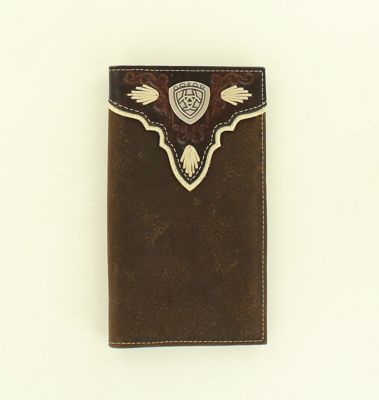 Ariat Men's Center Logo Synthetic Leather Rodeo Wallet, Medium Brown