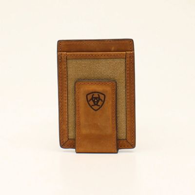 Ariat Canvas Money Clip Wallet, Medium Brown