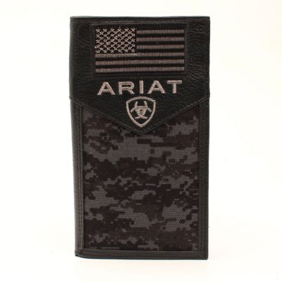 Ariat Rodeo Flag Patch Wallet, Black