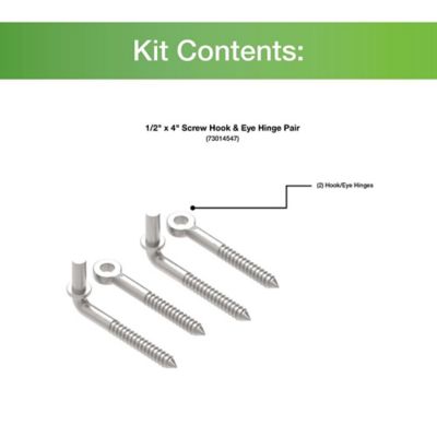 Image showing  1/2 in. x 4 in. Screw Hook & Eye Hinge, 2 pc.