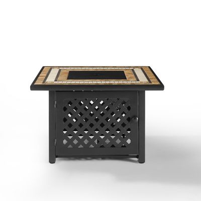 Image showing  Tucson Propane Fire Table, Powder-Coat Steel Frame, Tiled Stone Top, Brown