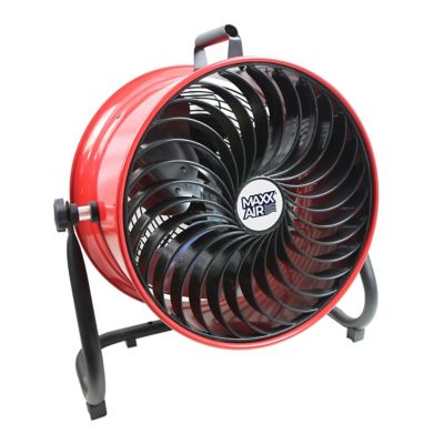 Maxx Air 16 in. Tilting High-Velocity Floor Fan with Steel Shroud, Red, 3 Speeds