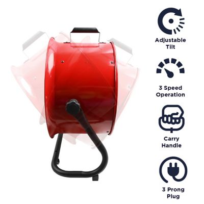 Image showing  16 in. 3-Speed Indoor Tilting High-Velocity Floor Fan with Steel Shroud, Red