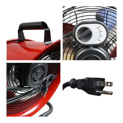 Image showing  16 in. 3-Speed Indoor Tilting High-Velocity Floor Fan with Steel Shroud, Red