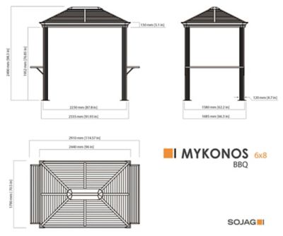 Image showing  5 ft. x 8 ft. Mykonos Hard-Top Grill Gazebo, Dark Gray
