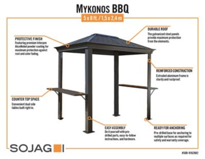 Image showing  5 ft. x 8 ft. Mykonos Hard-Top Grill Gazebo, Dark Gray