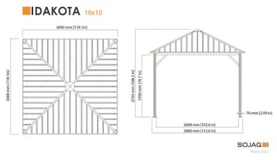 Image showing  10 ft. x 10 ft. Dakota Hard-Top Gazebo, Dark Brown