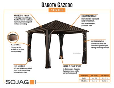 Image showing  10 ft. x 10 ft. Dakota Hard-Top Gazebo, Dark Brown